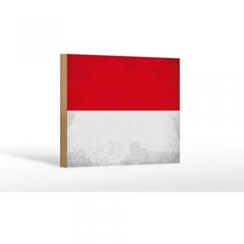 Indonesien Holzschild 18x12 cm mit Flaggenmotiv