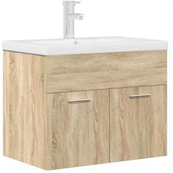VidaXL Mobile da Bagno con Lavabo Integrato e Rubinetto Rovere Sonoma