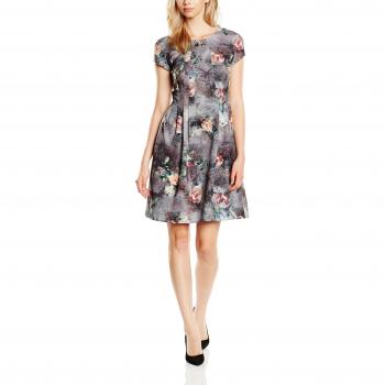 TAIFUN by Gerry Weber Damen Kleid Plum Cake, Knielang, Gr. 36, Grau (Dunkel Grau Druck 2006)