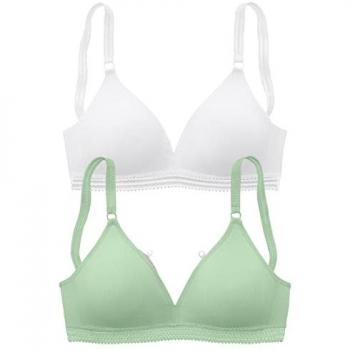 Soft-BH PETITE FLEUR, Damen, Gr. 70, Cup C, grün (mint, weiß), Jersey, Obermaterial: 95% Baumwolle, 5% Elasthan, Basic, BHs Bralette Triangel-BH Bügelloser-BH