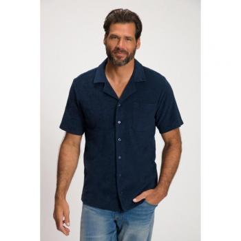 Camicia blu cotone mezze maniche 3XL colletto cubano uomo JP1880