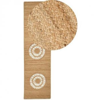 Boho Teppich Beige Jute 80 x 300 cm Rechteckig Handgewebt