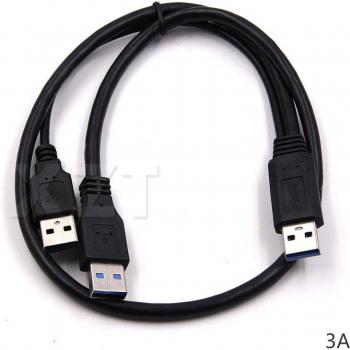 Câble USB 2.0 et 3.0 Type A Mâle 60 cm Noir