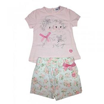 Completo bimba neonato 2pz maglia e pantaloncino mezza manica rosa 6-9 m