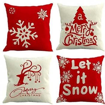 Freeas Holiday Themed Linen-Cotton Pillows