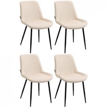 4 Sillas de comedor Victoria en terciopelo crema