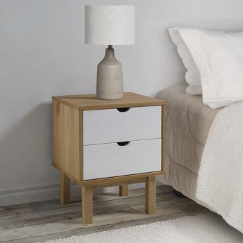 VidaXL OTTA Night Table Brown & White 46x39.5x57cm Solid Pine