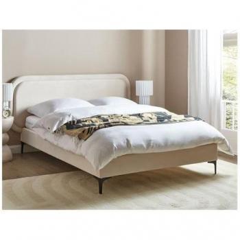 BELIANI Elegant Velvet Bed – 6ft Super King Light Beige Suzette