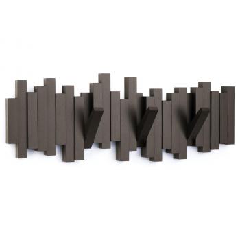 Sticks Attaccapanni con 5 Ganci Ribaltabili, Dimensioni 49.5x3x18 cm – Espresso Marrone