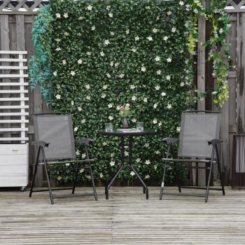 Outsunny Grey Folding Patio Bistro Set with Garden Chairs and Coffee Table