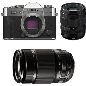 Fujifilm hybride X-T30 II Argent + Ensemble d'objectifs 16-50 et 55-200