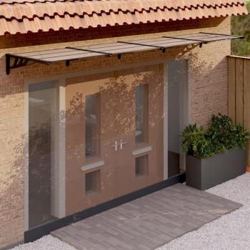 Panneau auvent noir polycarbonate 396x90 cm – protection pluie