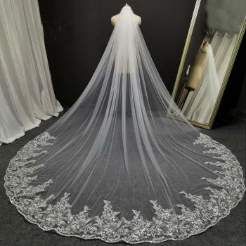 3 Meter White/Ivory Sequin Lace Bridal Veil