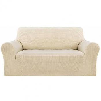 Blouse de protection extensible pour canapés 2 places, couleur beige