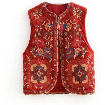 Flabbit Streetwear Red Sleeveless Embroidery Jacket