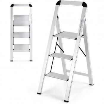 Coast 3-Stufen Trittleiter klappbar mit Anti-Rutsch-Beinen Silber