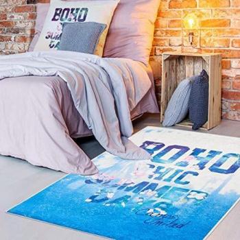 Tapis Boho 80x120 cm Bleu pour Chambre