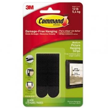M Command Medium Picture Hanging Strips Black (4 Pack)