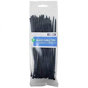 Black/White 4.8 mm × 200 mm Plastic Wire Ties