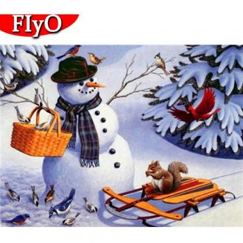 Strass‑Schneemann-Quadrat 5D DIY Diamantmosaik – Weihnachtsdeko, 20x30 cm