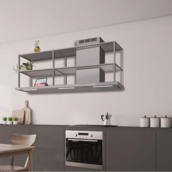 Hotte parete Baraldi Elea 120x60 cm, inox, 800 m³/h, cheminée droite intégrée