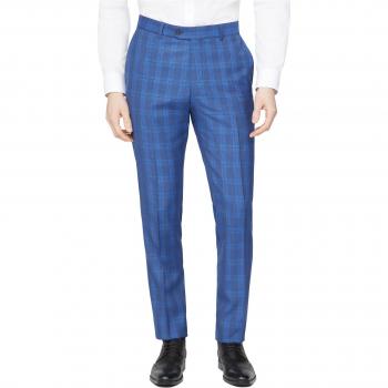 Stvdio by Jeff Banks Blue Summer Check Brit Super Slim Suit Trousers 42R Blue