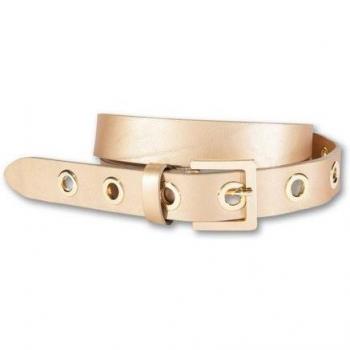 SILBERGIFT Ledergürtel – Beige Champagner – Damen – Metallöse in Gold