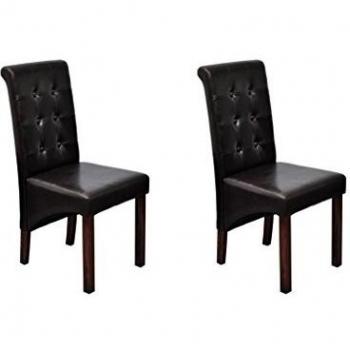 Sillas de comedor marrón de cuero (set de 2)