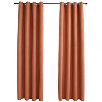 Cortinas opacas anillas de metal 2 pzs color óxido 140x225 cm Vidaxl Gris Topo