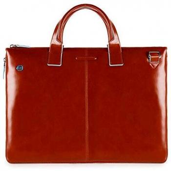 Piquadro Blue Square Premium Leather Briefcase 42 cm Brown Laptop Compartment