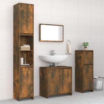 VidaXL 4-Piece Bathroom Furniture Set in Smoked Oak
