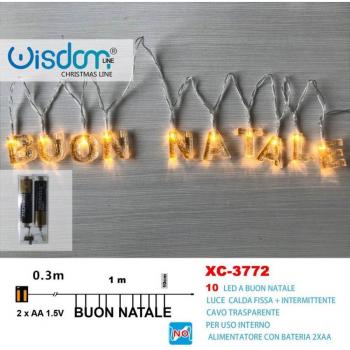 Catena Luminosa Buon Natale A Batteria Luce Calda
