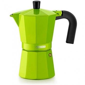 Monix Lima Caffettiera 3 Tazze Alluminio Verde 9 cm