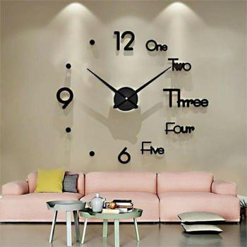Quartz Wall Clock with Large 3D Acrylic Mirror Stickers