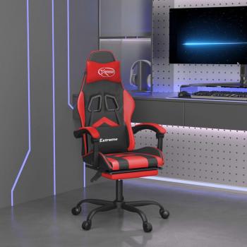VidaXL Gaming-Stuhl mit integrierter Fußstütze in Schwarz-Rot Kunstleder