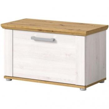 Mirano Schuhbank Artisan – weiß, Lärche + Eiche – 80 cm, 4 Fächer