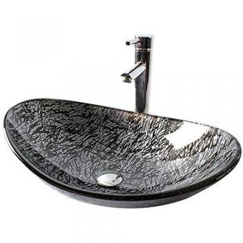 HomeLava Modernes Ovalwaschbecken aus gehärtetem Glas