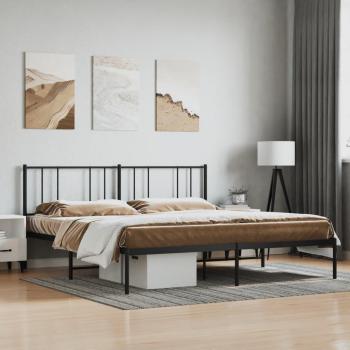 VidaXL Metal Bed Frame with Headboard Black 200x200 cm