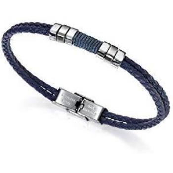 Pulsera de hombre Air de piel azul trenzada y acero