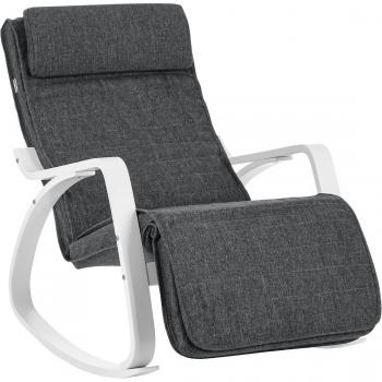 Silla mecedora de lino amarillo ganso con reposapiés ajustable