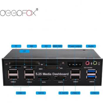 DeepFox Lector Multimedia 5.25 con USB 2.0/3.0 y e-SATA