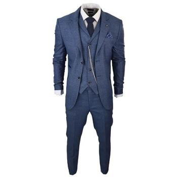 AK Collection Herringbone Tweed Blue Suit (3 Pack) – 38R