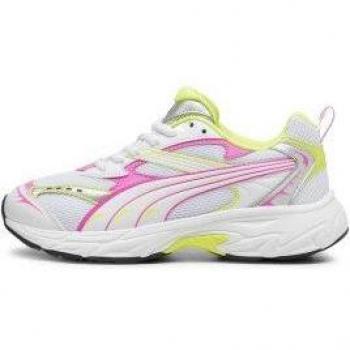 Puma Morphic White Sneaker, taglia 6½ Donna, colore Giallo/Rosa/Bianco