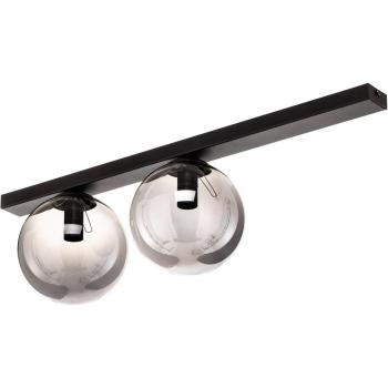 Emibig Lighting Fit, schwarze Globe-Deckenleuchte, Graphitglasschirme, 2x E14
