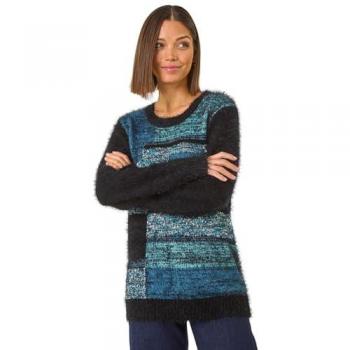 Roman Fluffy Knit Pull Blanc‑Gris