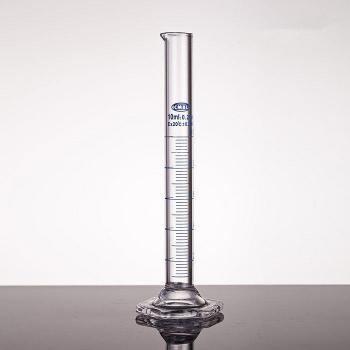 Cylindre laboratoire 10 ml en verre borosilicate hexagonal