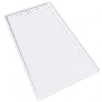 Receveur de douche Saniverre HIEMAL 90x160 cm, résine blanche à l'aspect ardoise, bonde fournie