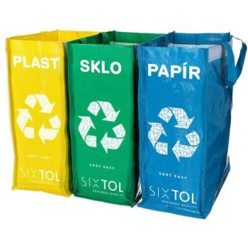 Tašky SIXTOL na tříděný odpad, 3x22 l, Slim design