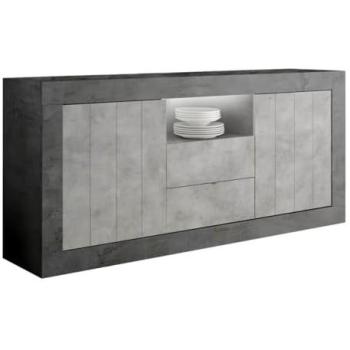 Buffet Chic 2 Portes 2 Tiroirs Niche Gris Paolino