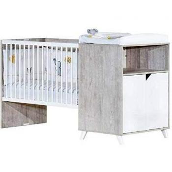 Lit bébé combiné 120x60 cm évolutif en 90x190 cm Scandinavien gris